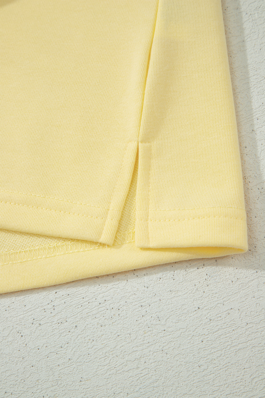 Yellow Cream Loose Polo Tee Elastic Waist 2pcs Short Set