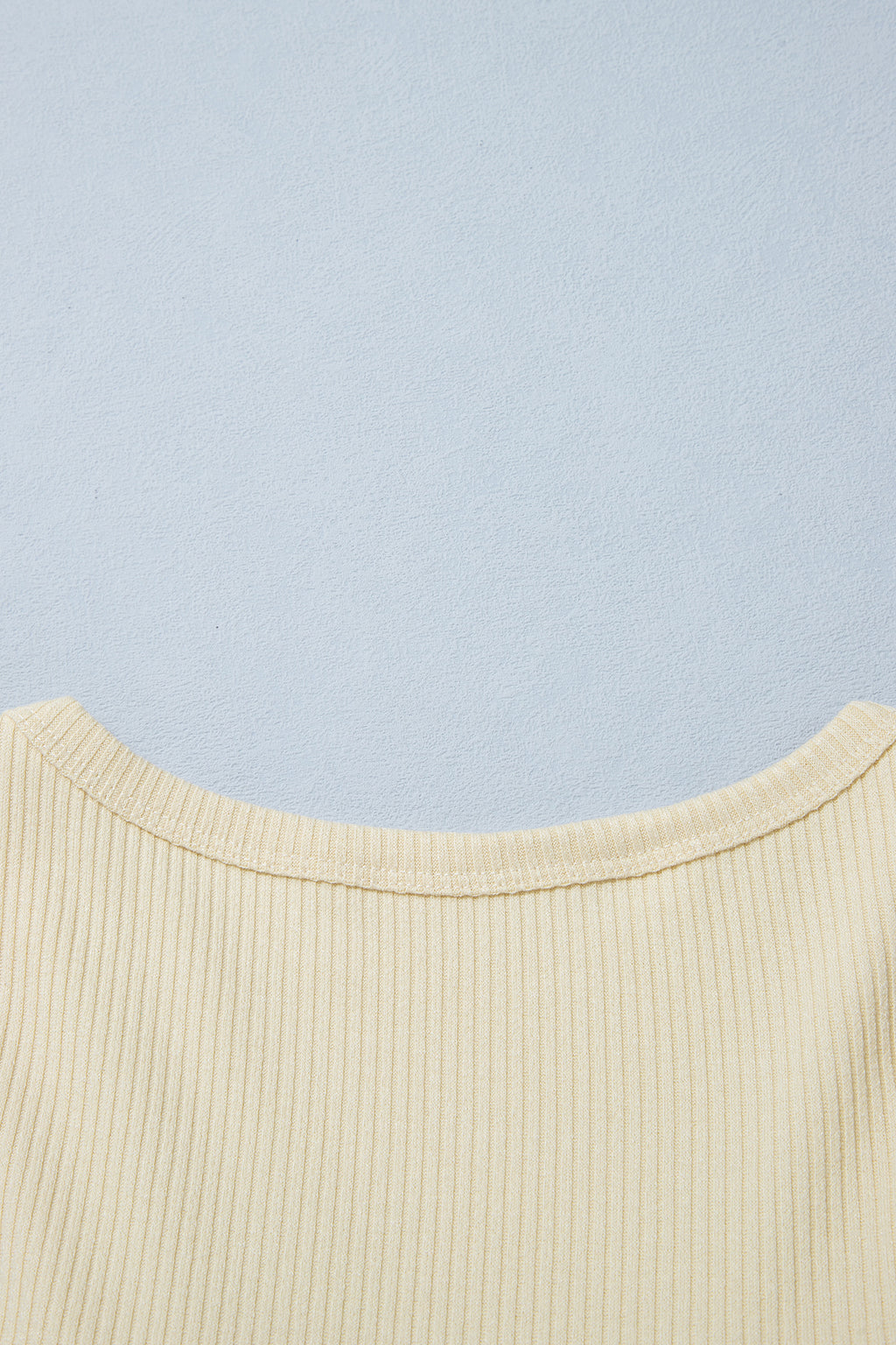 Beige Ribbed Knit Sweet Lace Hem Vest