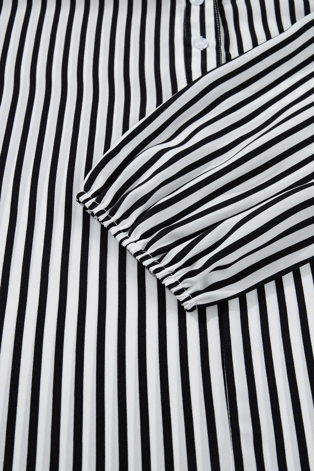 Black Striped Half Sleeve Button-Up Shirt