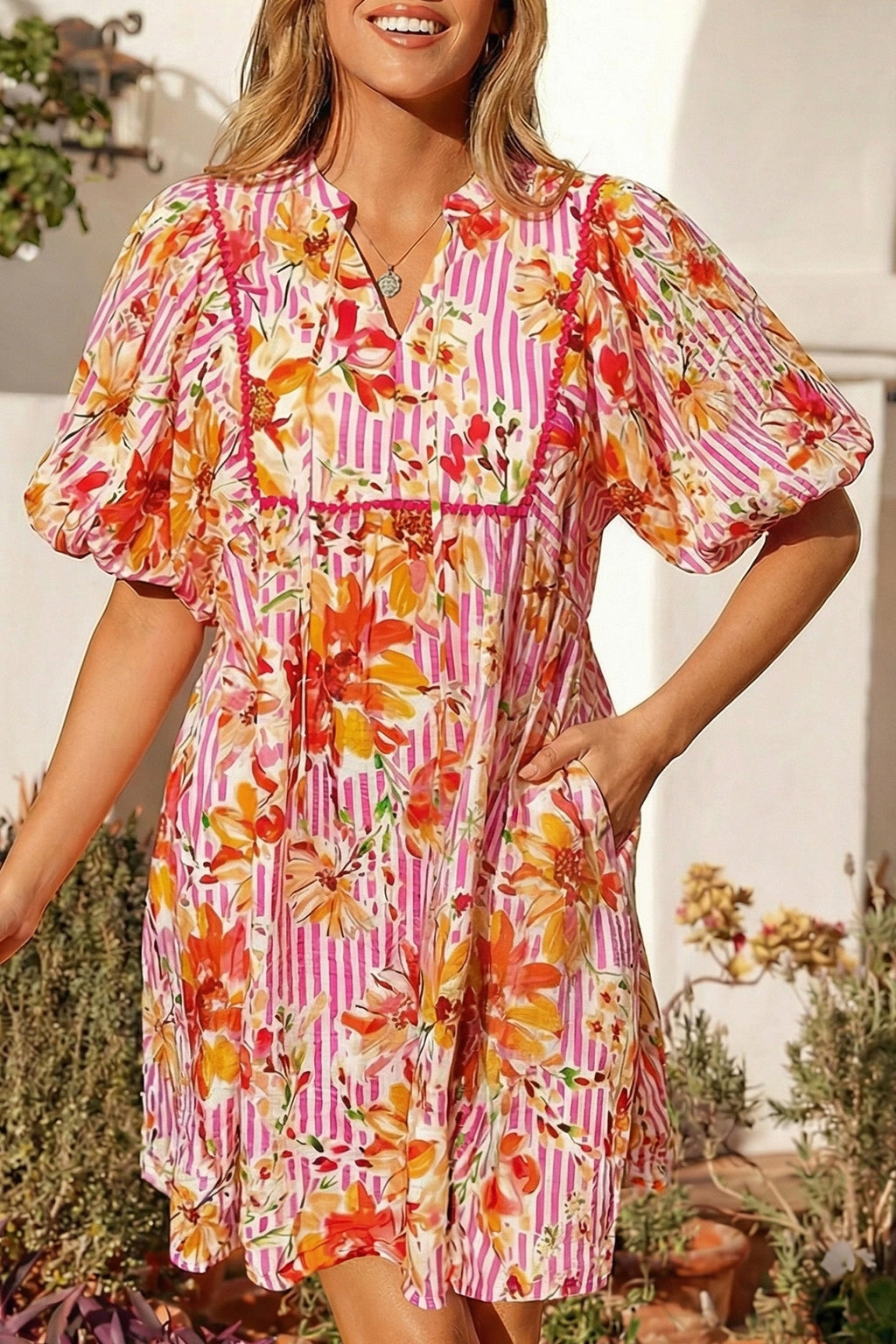 Sunset Bloom Mini Dress