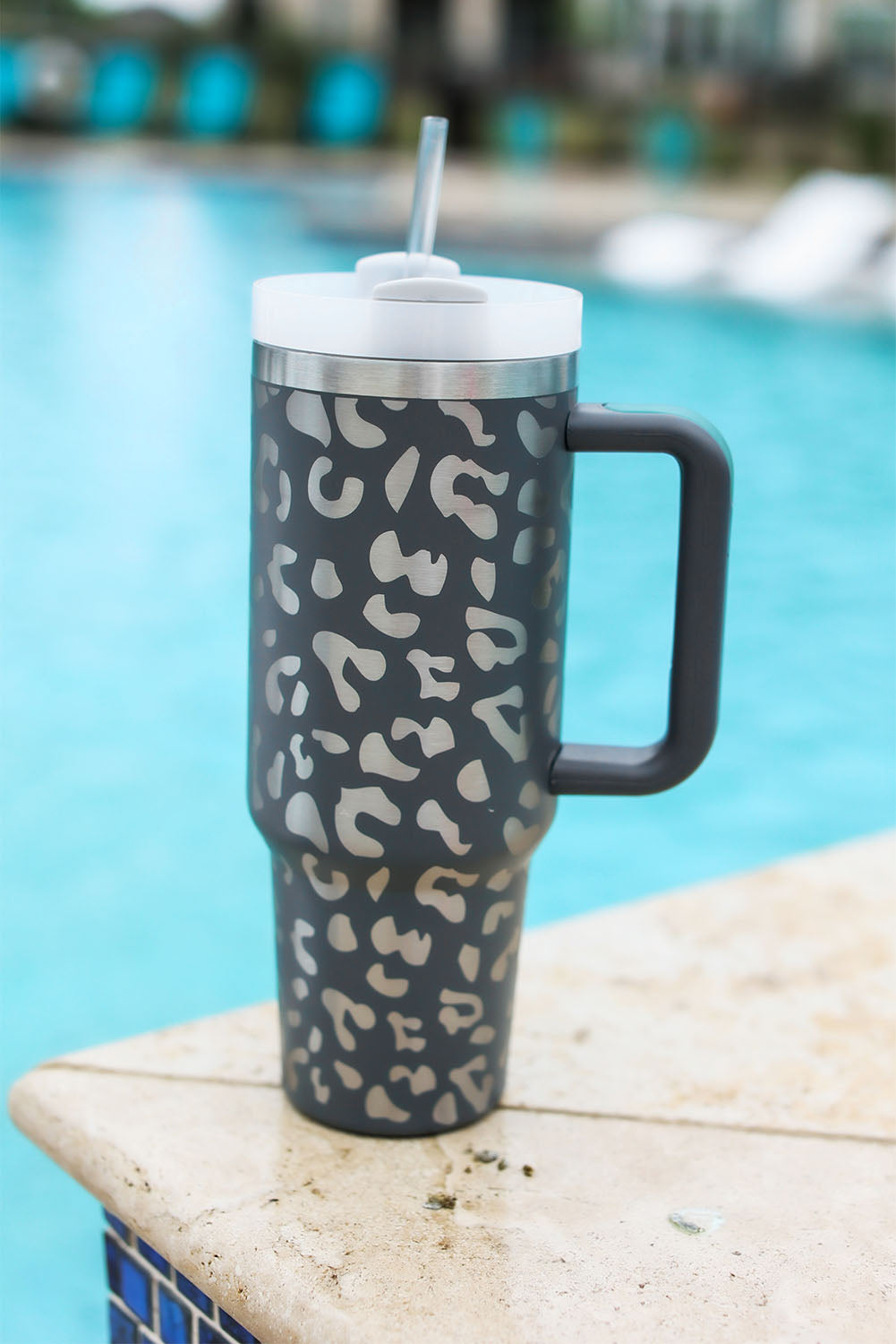Gray Leopard Tumbler 40oz