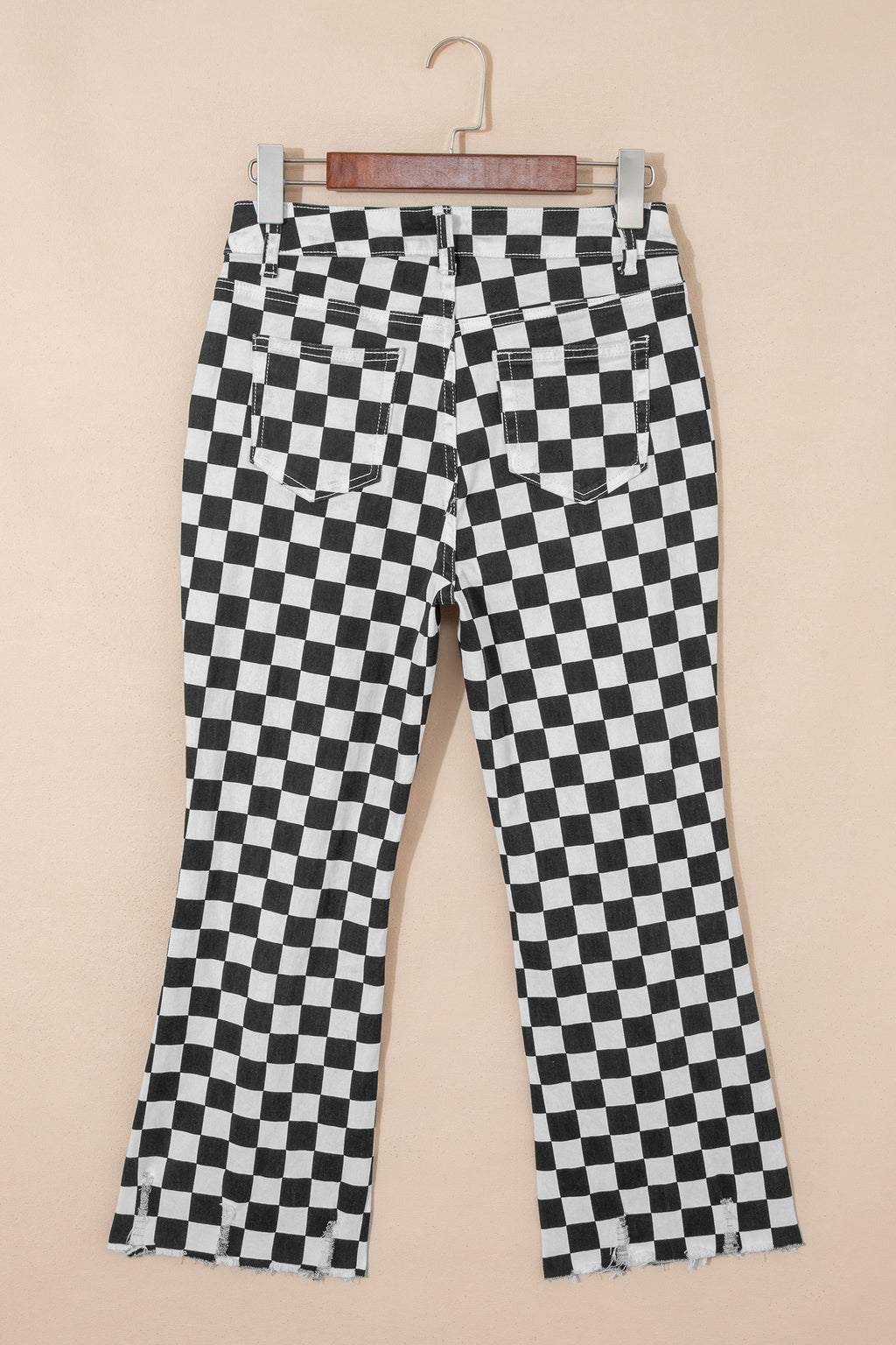 Checkerboard Distressed Cropped Jeans