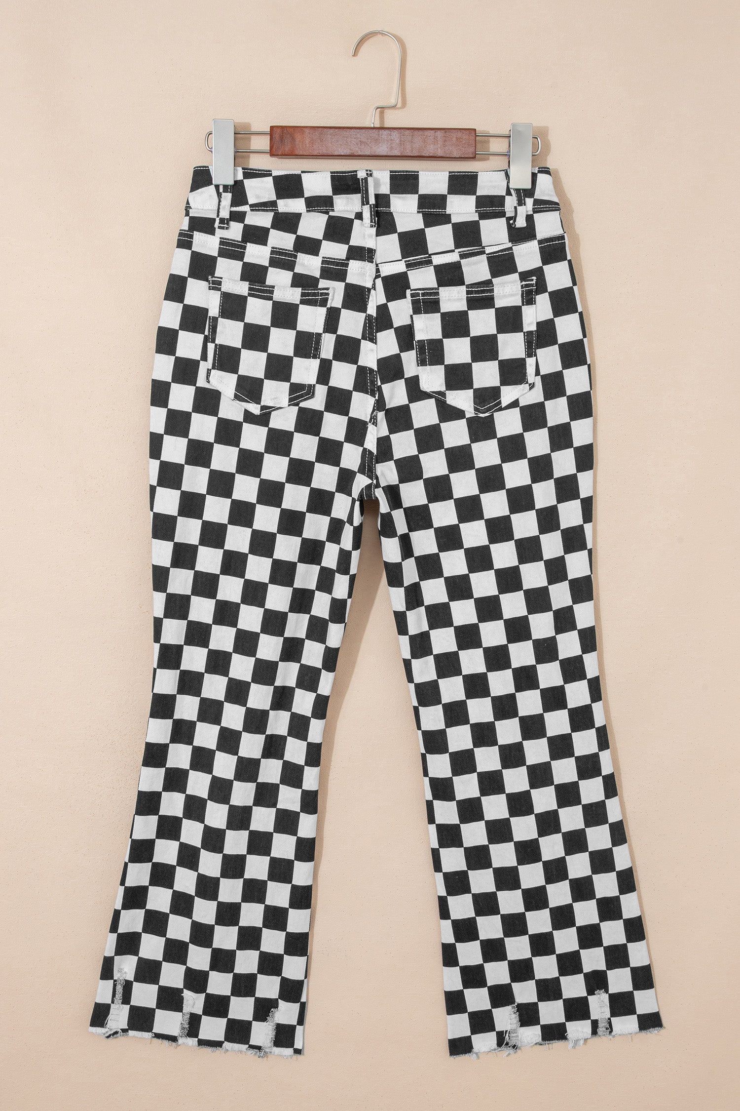 Checkerboard Distressed Cropped Jeans