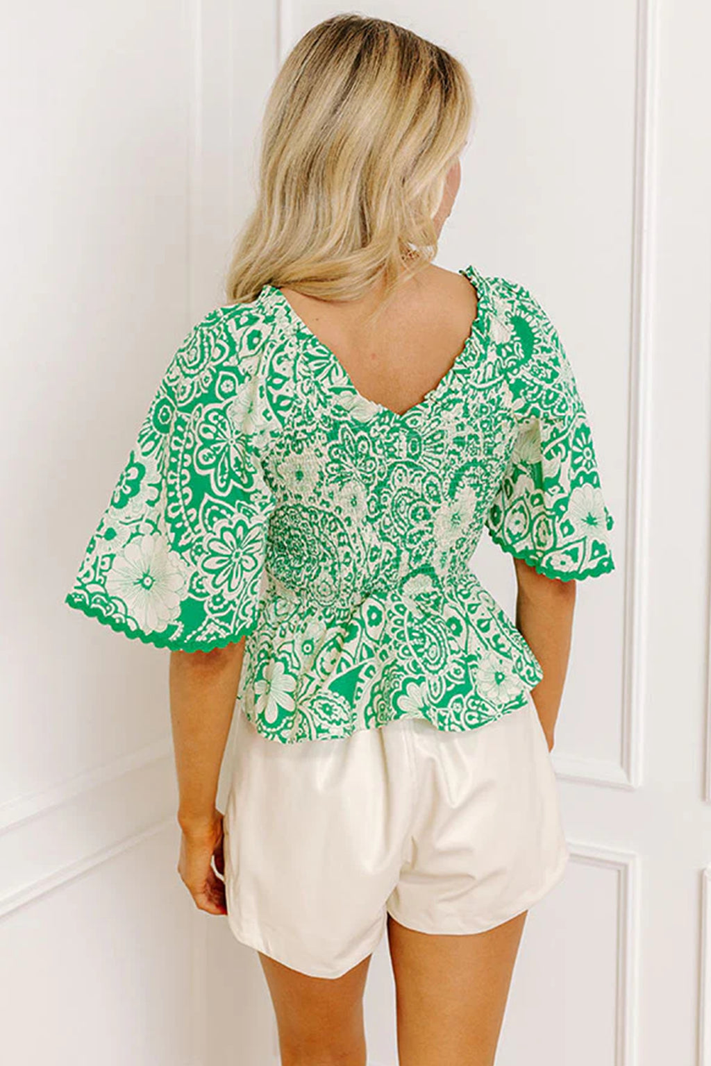 Green Flirty Floral Blouse