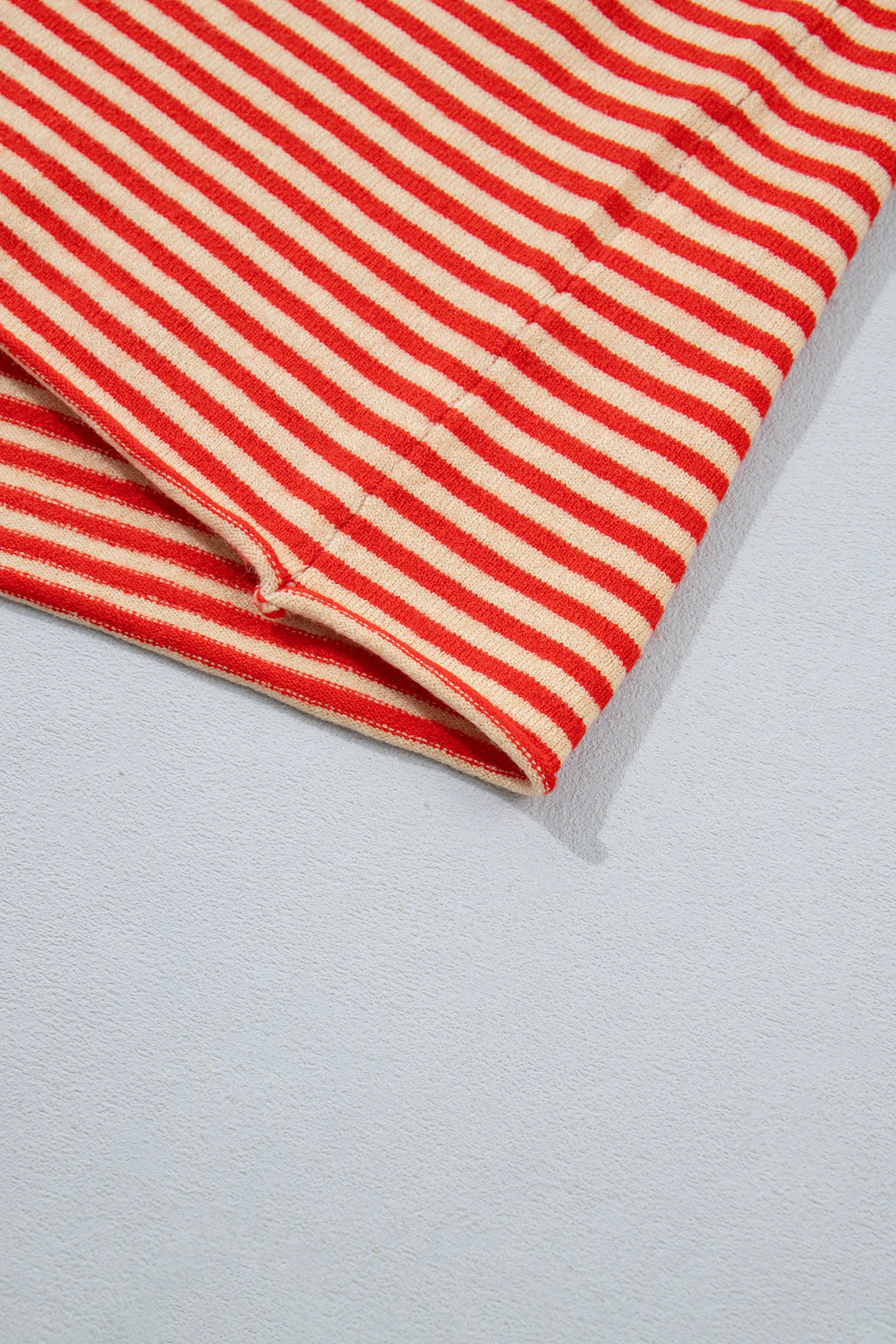 Red Stripe Striped Button Collar Long Sleeve Knit Cardigan