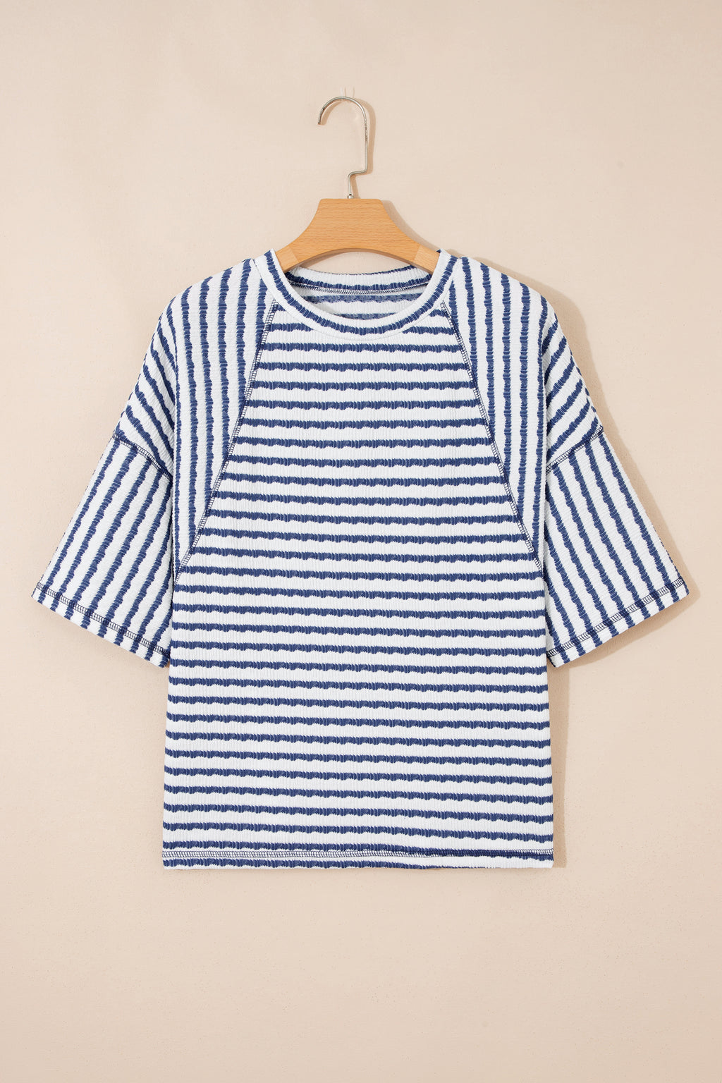 Blue Stripe Half Sleeve Loose Top