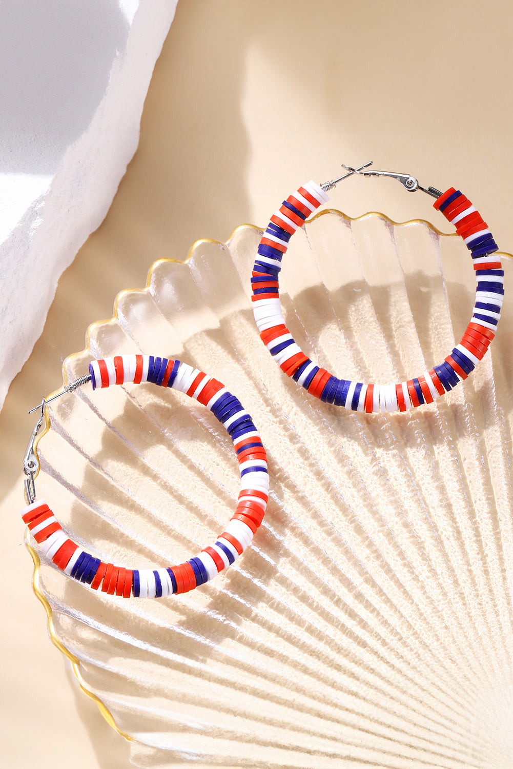 Fiery Patriotic Bead Hoop Earrings