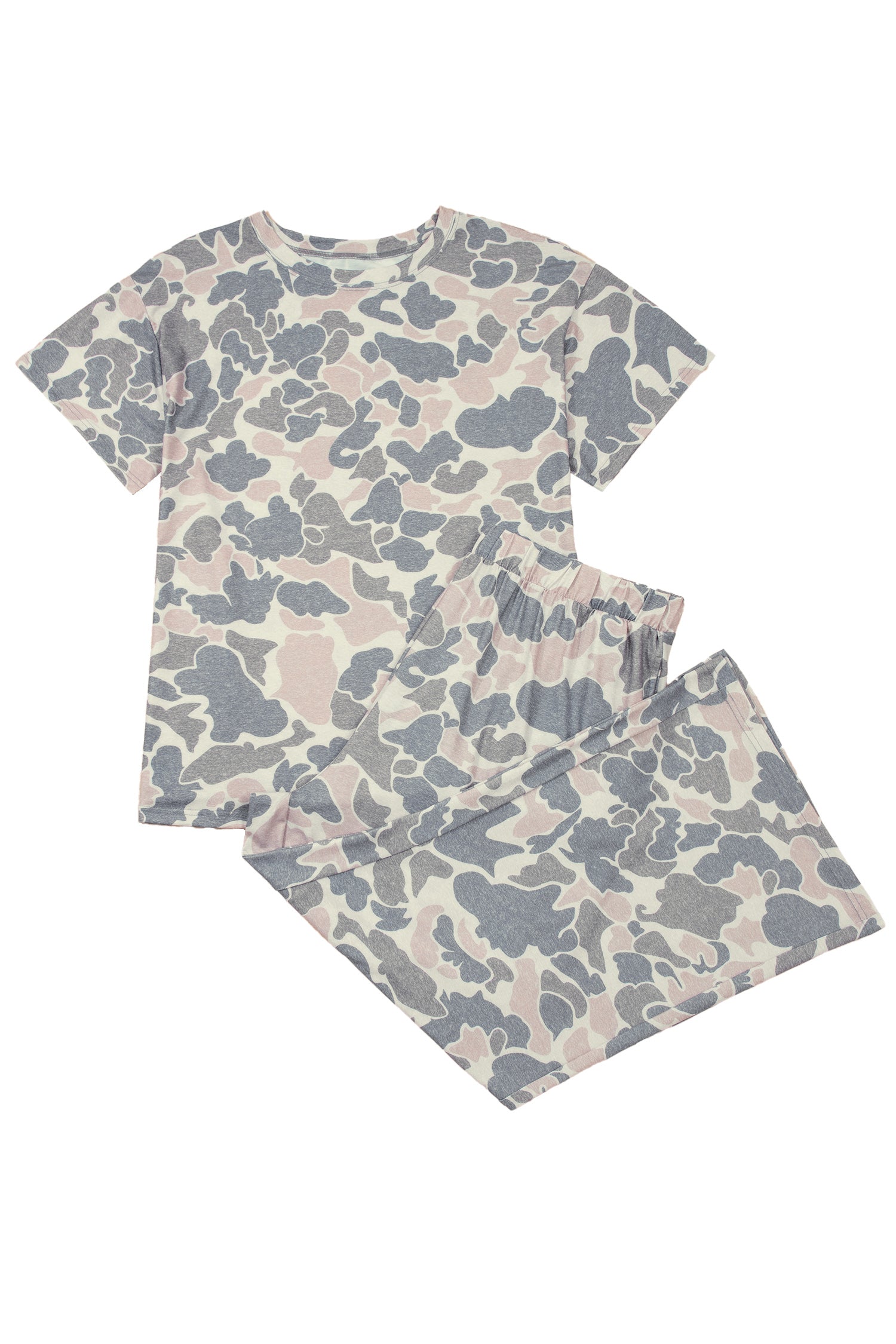 Multicolour Retro and Camouflage 2pcs Outfit