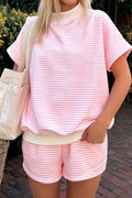 Pink Stripe 2pcs Short Set