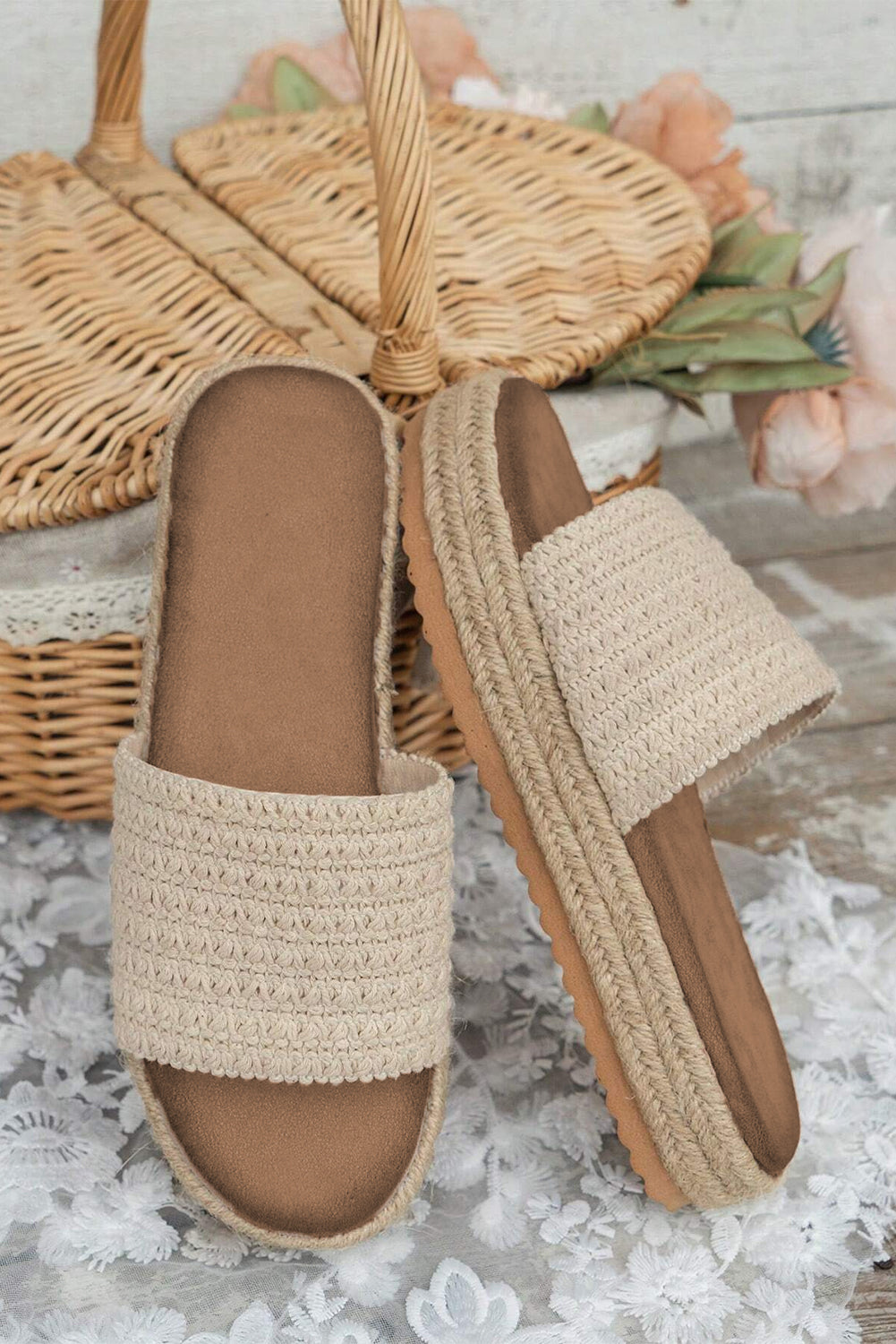 Soft Life Woven Platform Slides