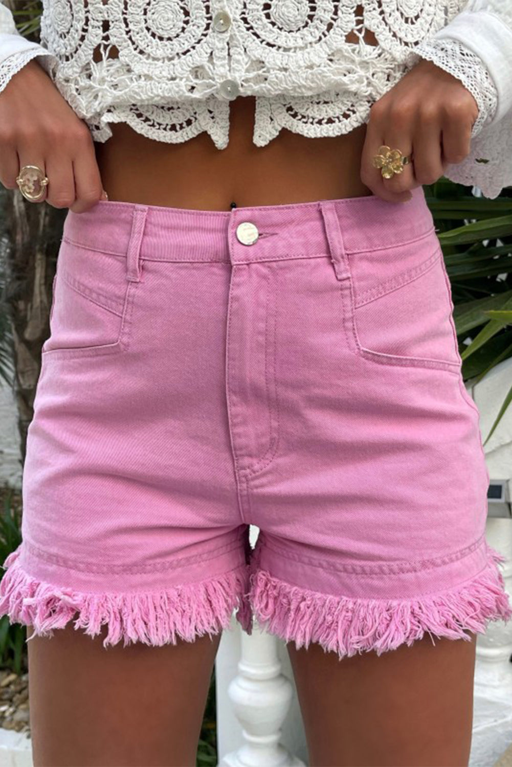 Pink Denim Shorts