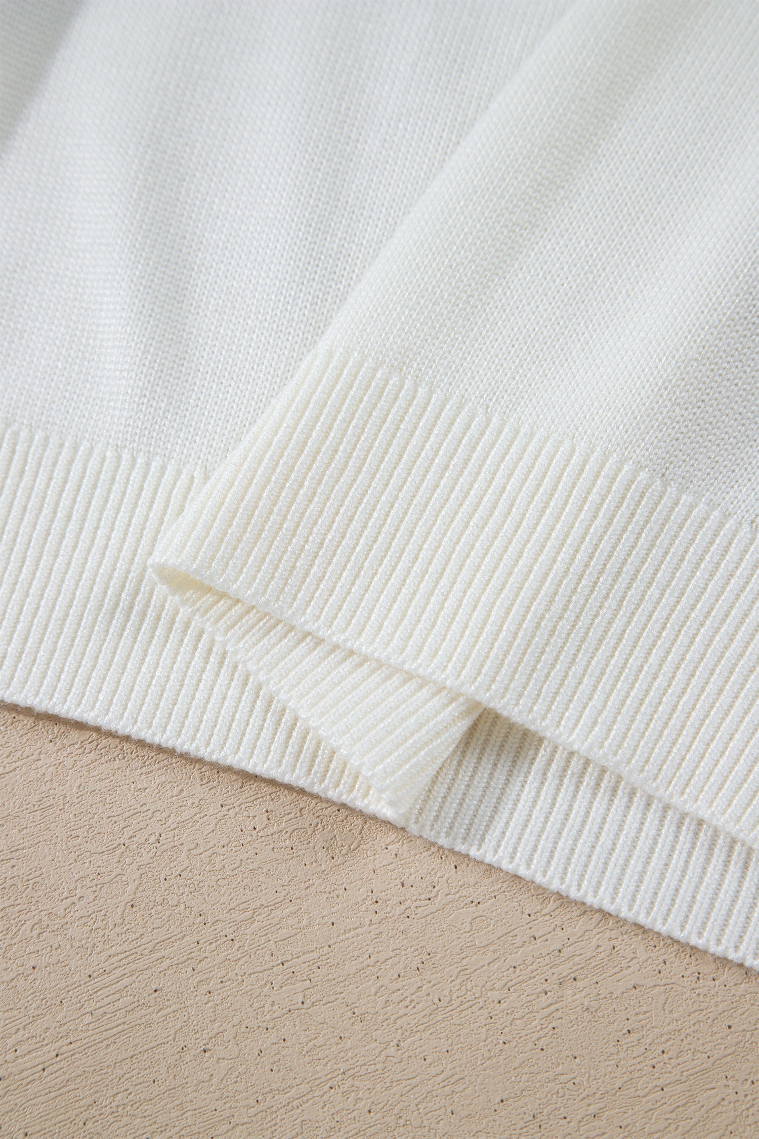 White Western Floral Print Short Sleeve Square Collar Knit Sweater