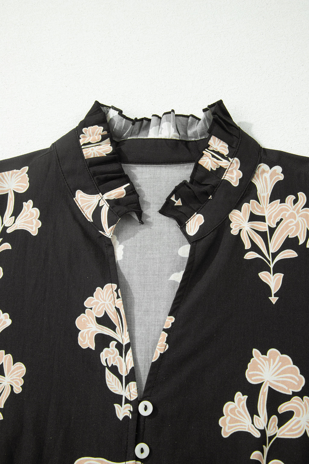 Black Frilled Floral Mini Dress