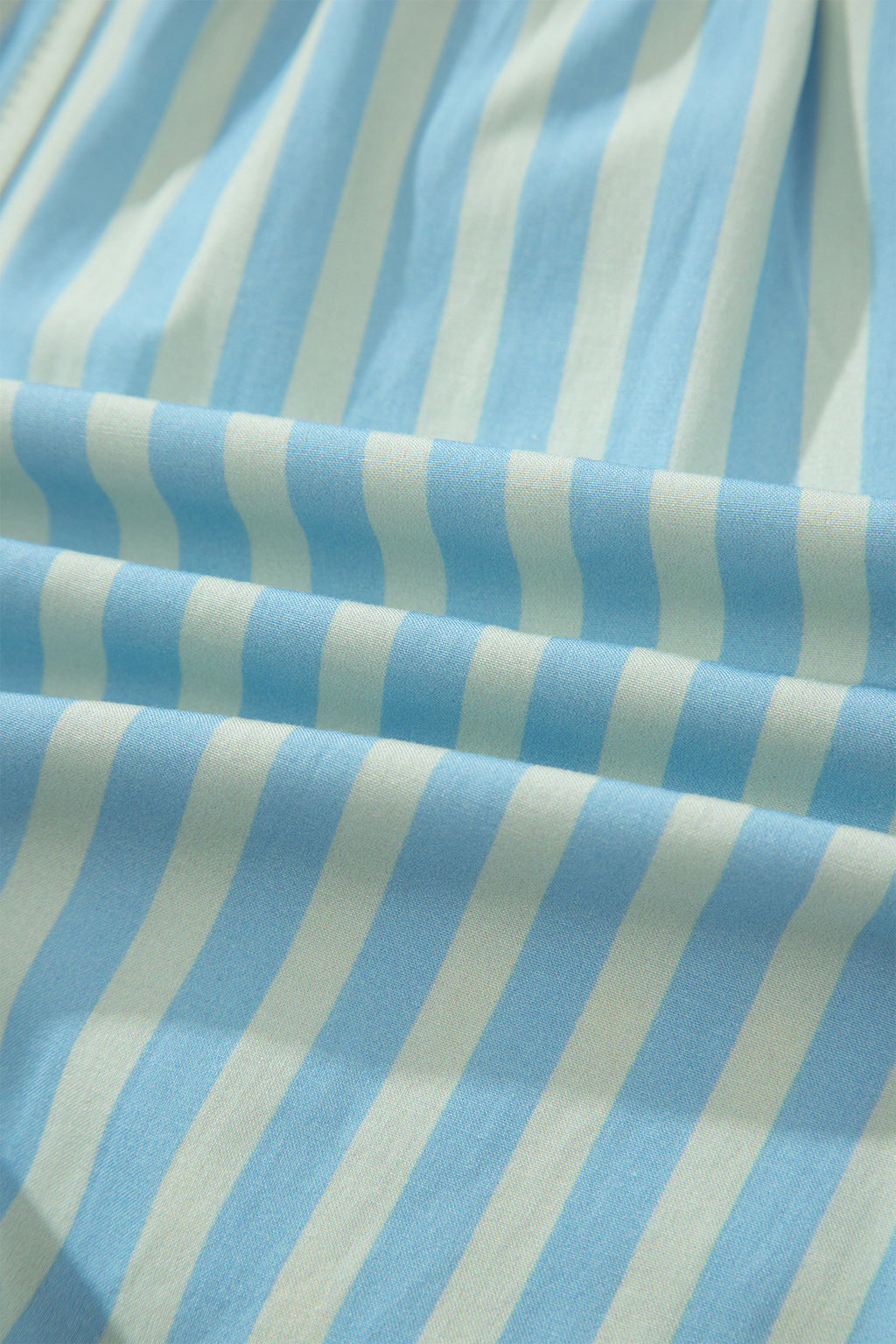 Sky Blue Stripe Elastic Waist Ruffle Trim Casual Shorts