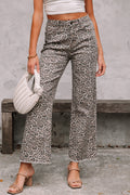 Leopard Wide Leg High Waist Jeans