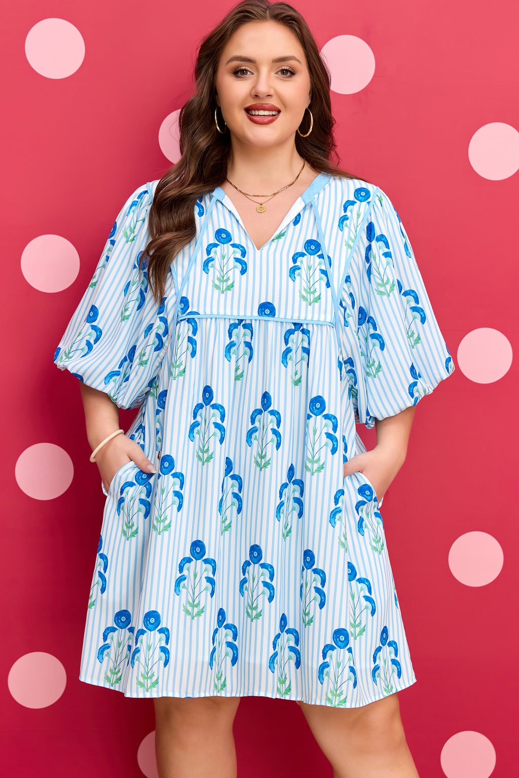 Blooming Floral Striped Dress