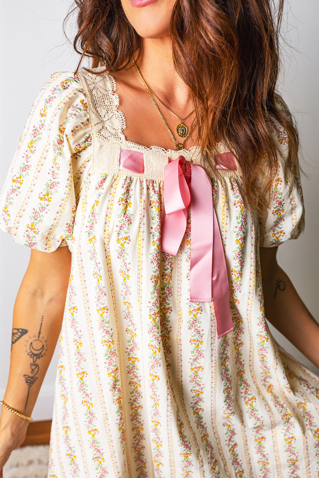 Floral Print Square Neck Mini Dress
