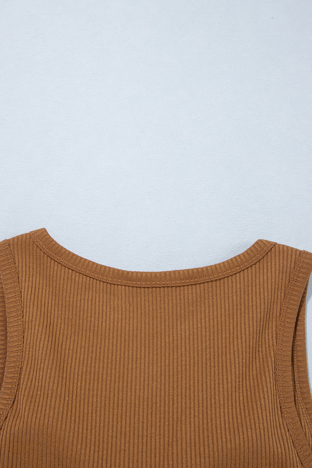 Beige Ribbed Knit Sweet Lace Hem Vest