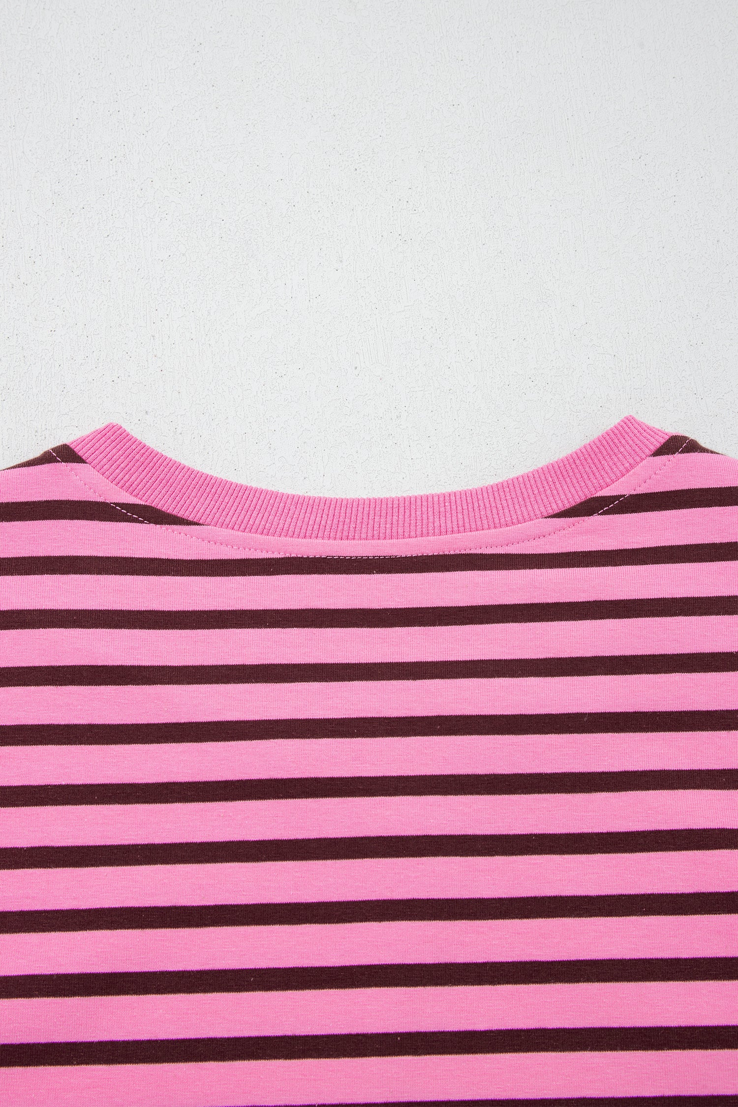 Pink Stripe V Neck Drop Shoulder Long Sleeve Top