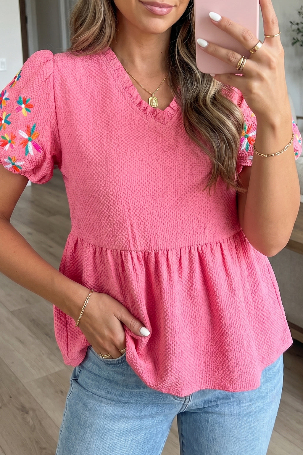 Blush Bloom Peplum Top