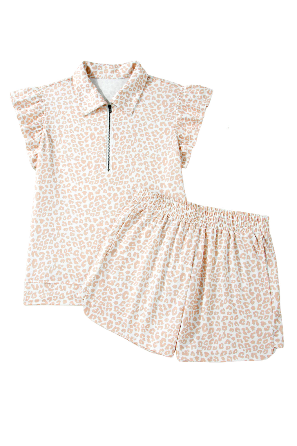 Beige Leopard 2pcs Short Set