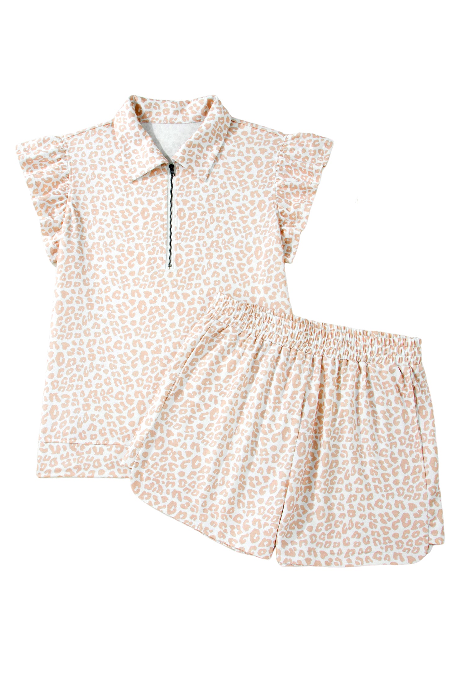 Beige Leopard 2pcs Short Set