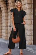 Ruffled Top and Wide Leg Pants Set