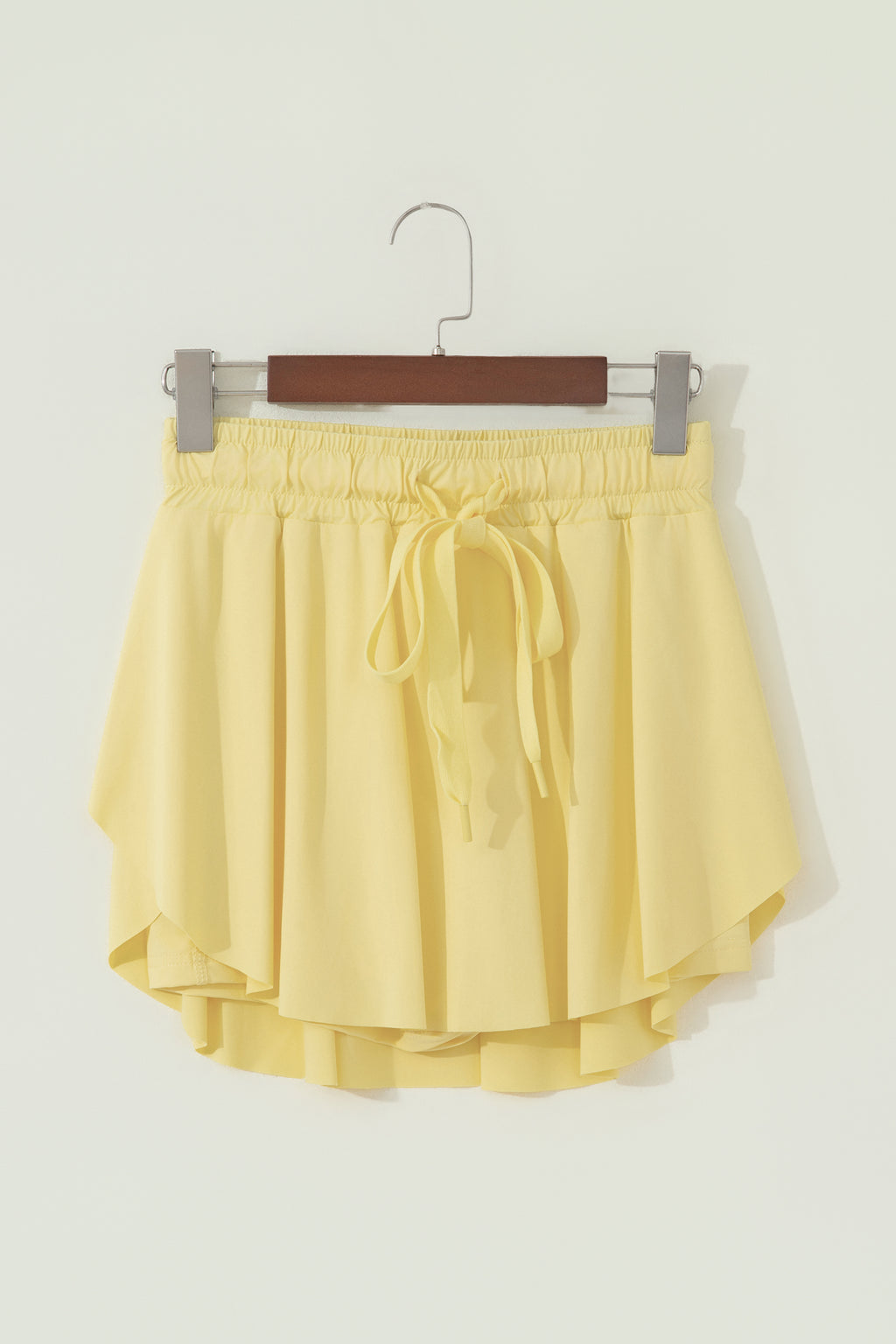 Yellow Cream Drawstring Elastic Waistband Lined Tennis Skorts