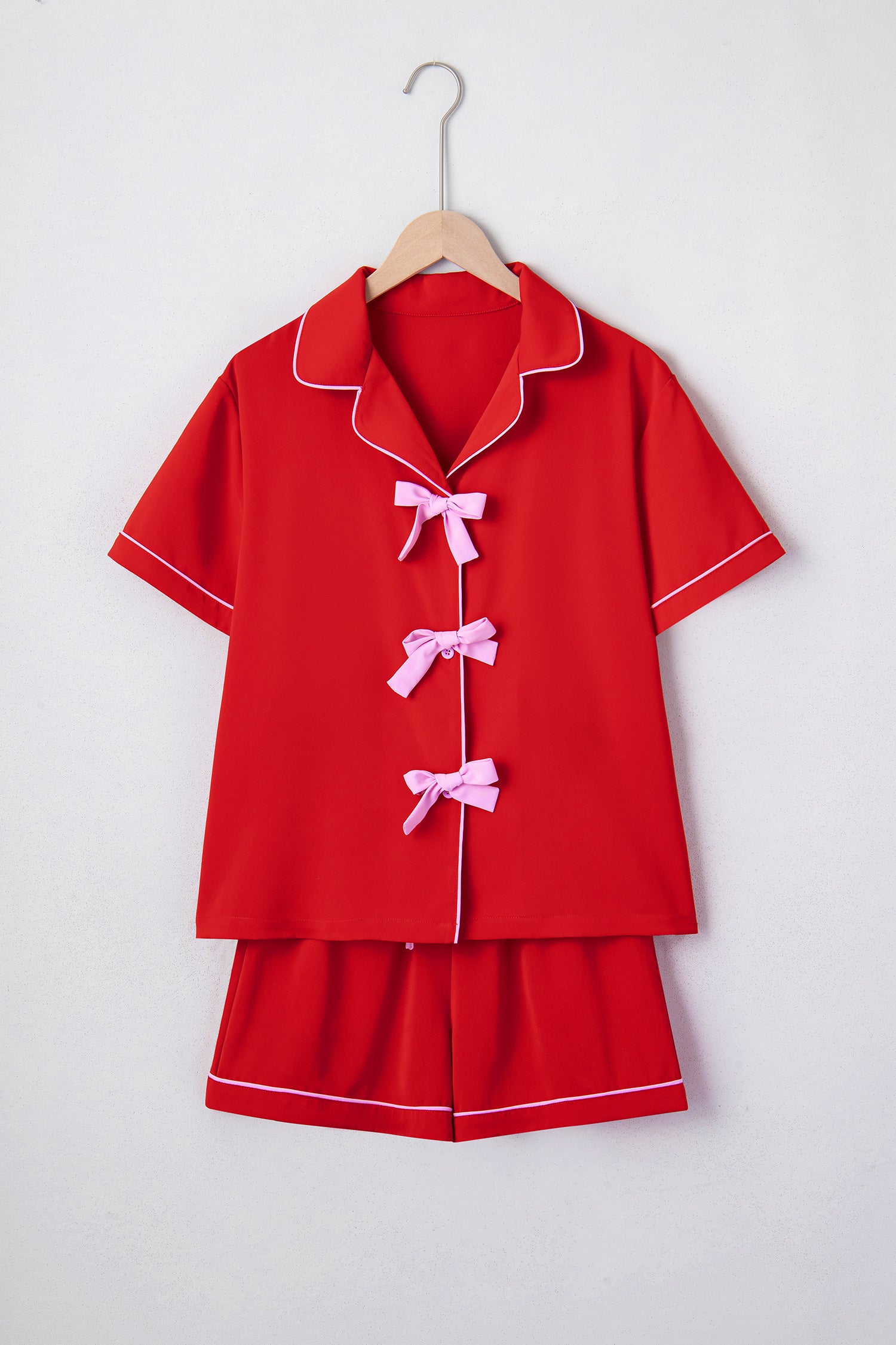 Cherry Bow Satin PJ Set