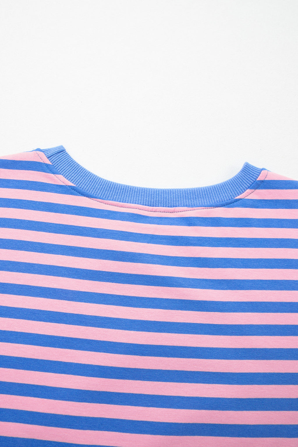 Blue Stripe Loose Short Sleeve Top and Skirt Set