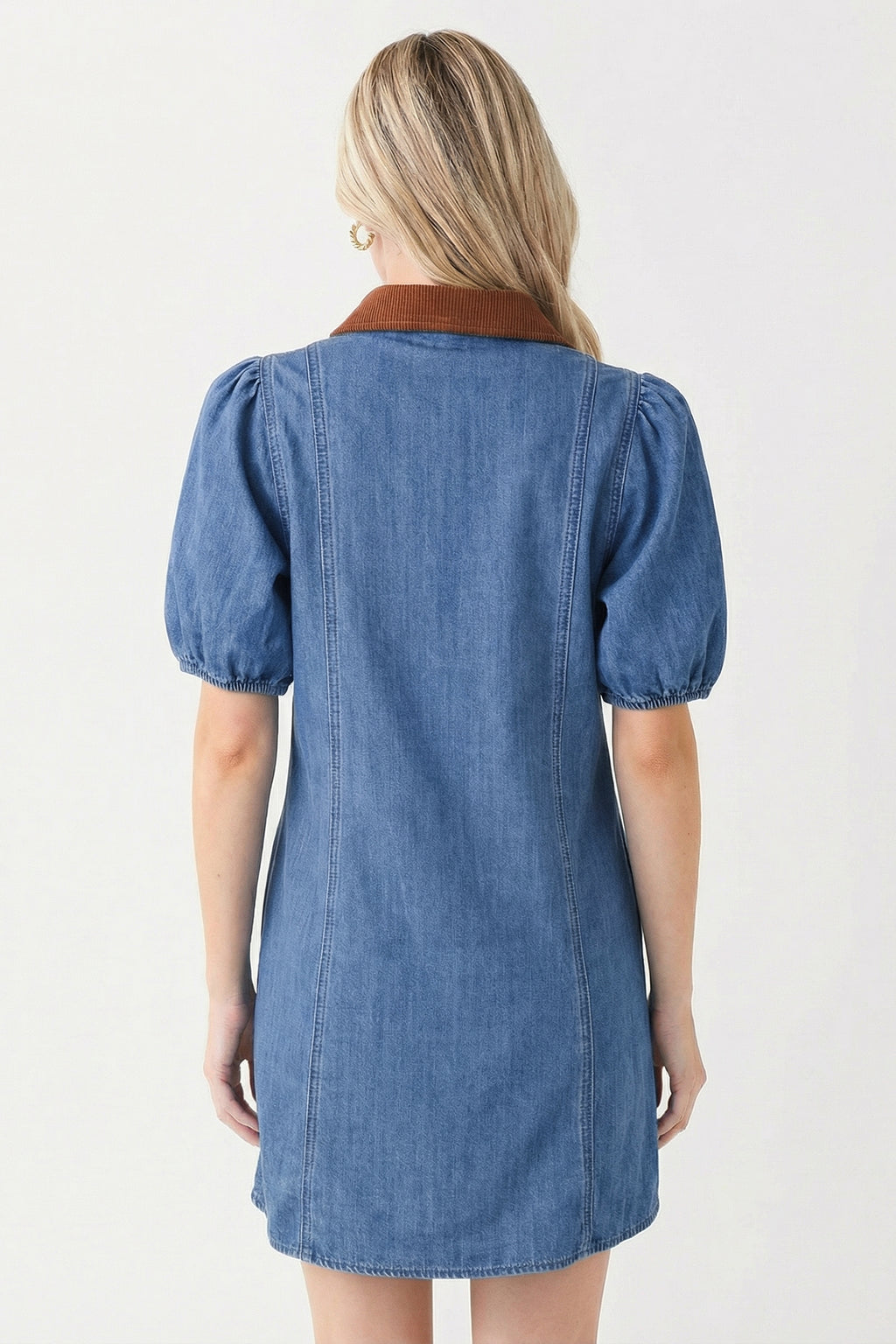 Denim Short Puff Sleeve Mini Dress