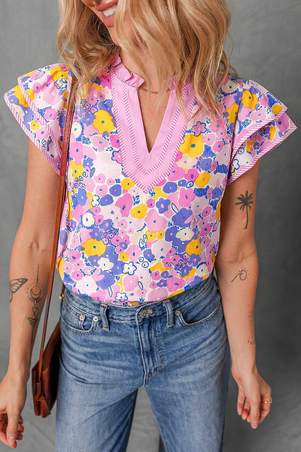 Pink Playful Floral Blouse