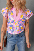 Pink Playful Floral Blouse
