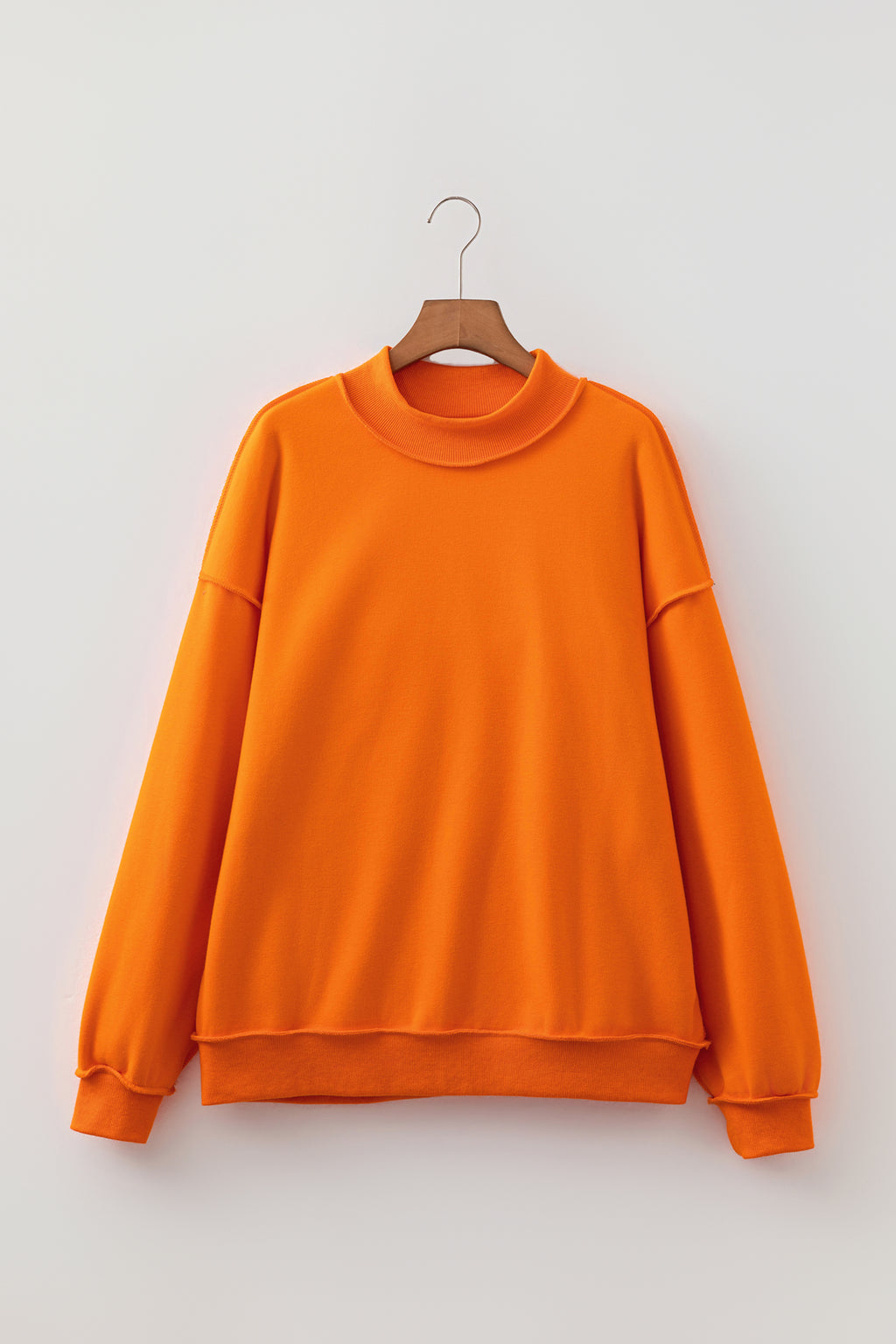 Red Dahlia Oversize Drop Shoulder Reversible Mock Neck Sweatshirt