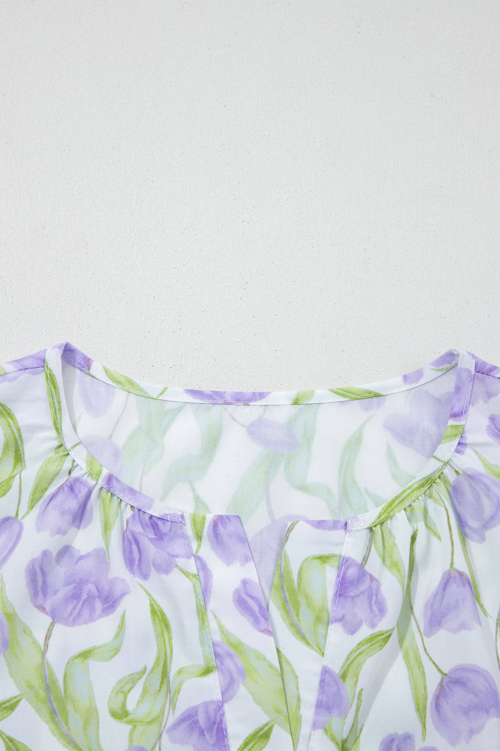 Purple Tulip Floral Print Contrast Trim Midi Dress