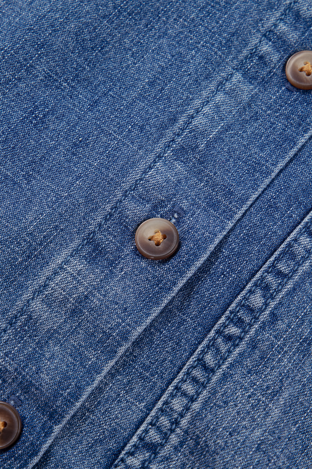 Dusk Blue Three Quarter Sleeve Button Front Loose Denim Shirt