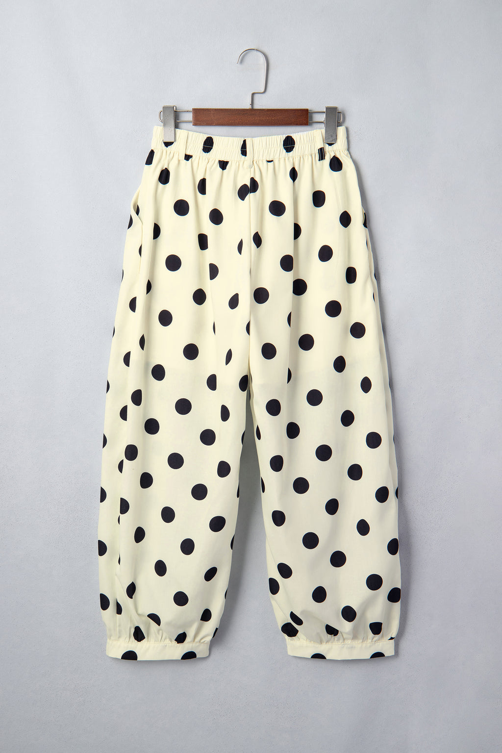 Black Polka Dot Ankle Length Harem Pants