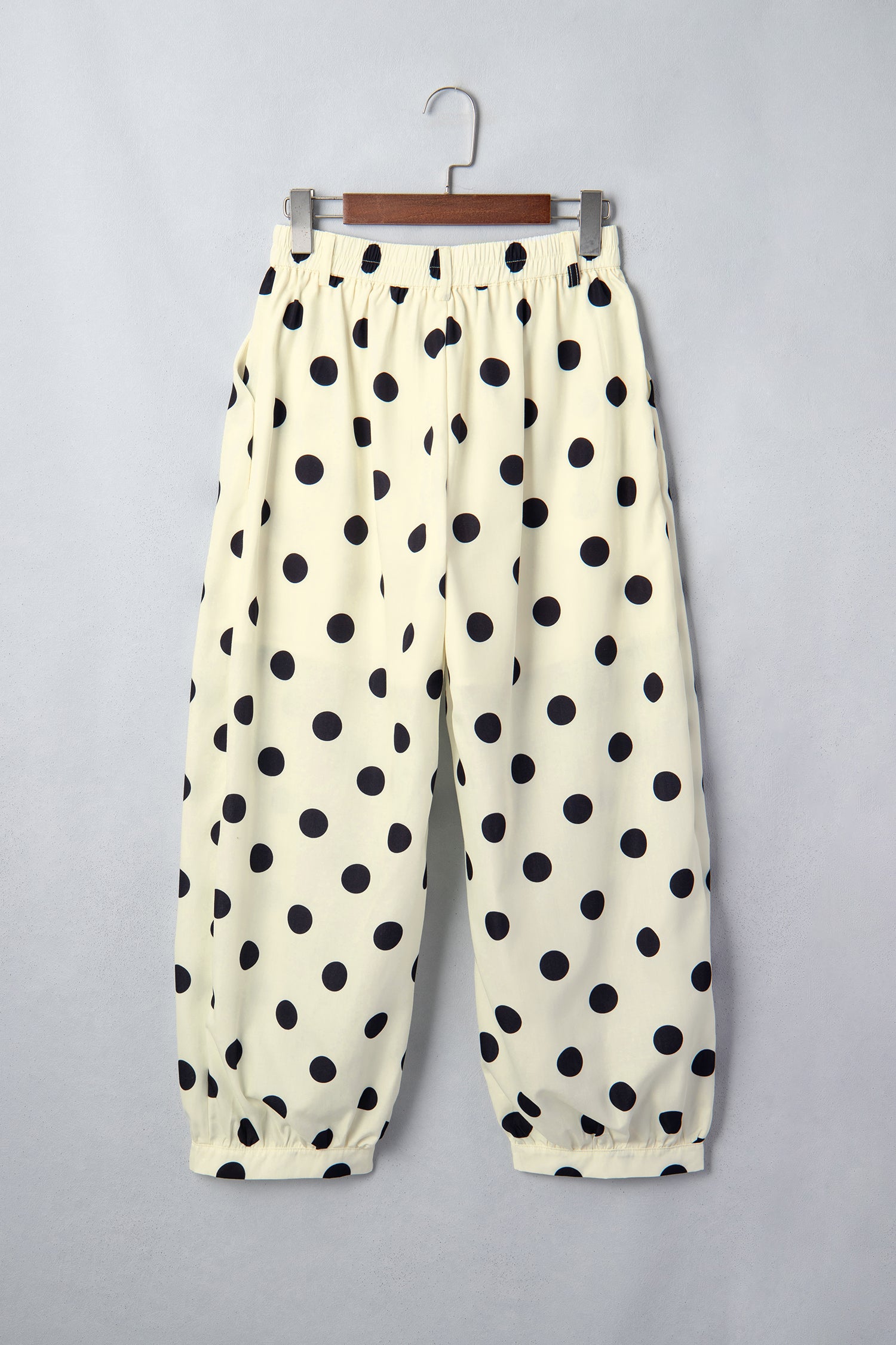 Black Polka Dot Ankle Length Harem Pants