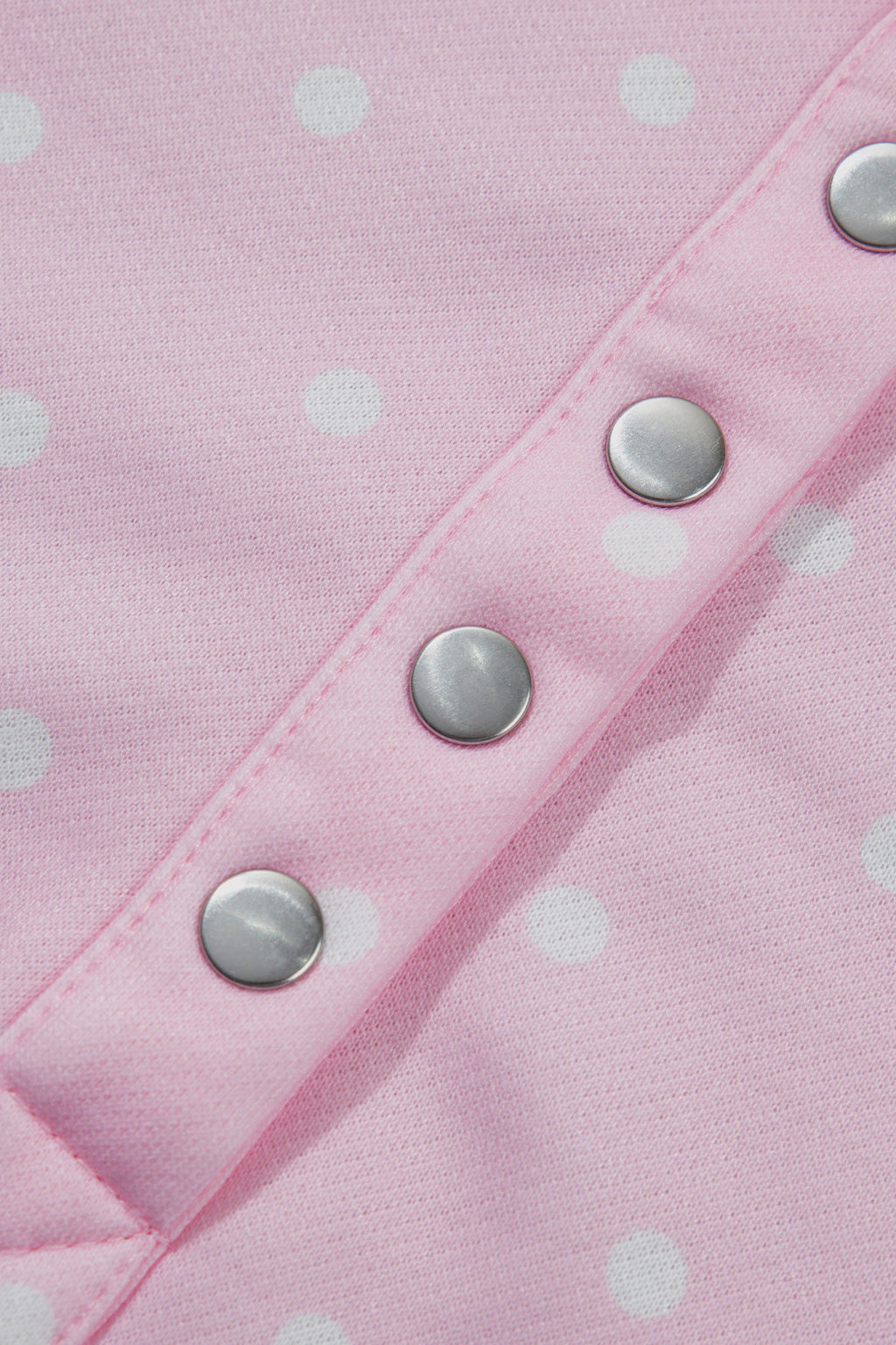 Brown Polka Dot Print Metal Button Collar Casual Pullover Sweatshirt