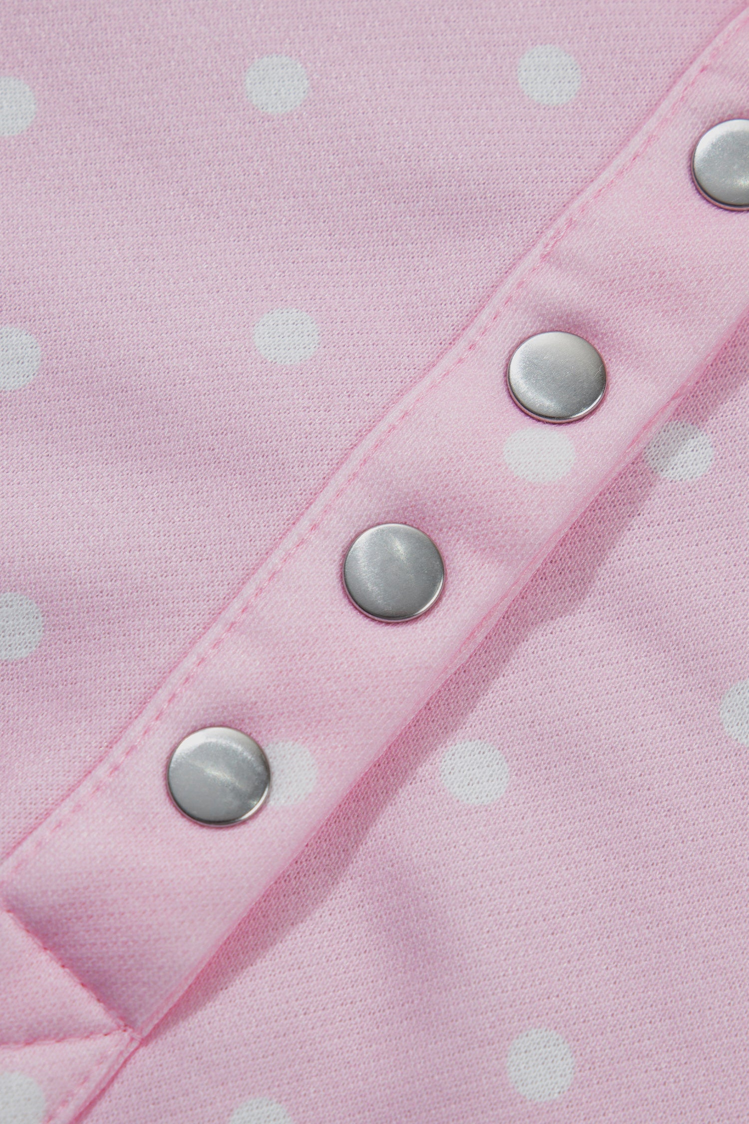 Brown Polka Dot Print Metal Button Collar Casual Pullover Sweatshirt