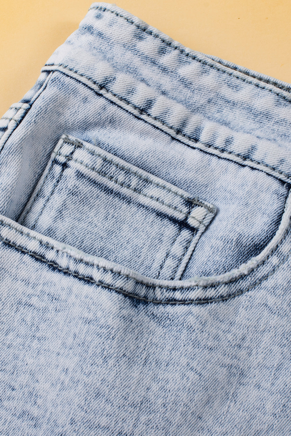 Acid Wash Crossed Denim Shorts