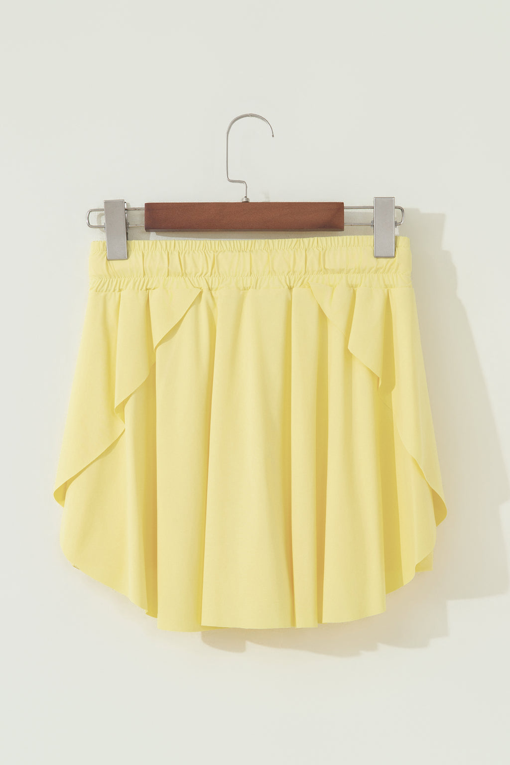 Yellow Cream Drawstring Elastic Waistband Lined Tennis Skorts