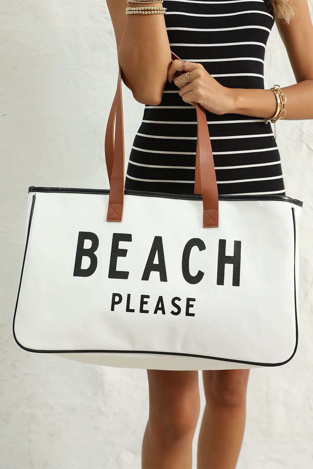 White BEACH PLEASE Tote Bag