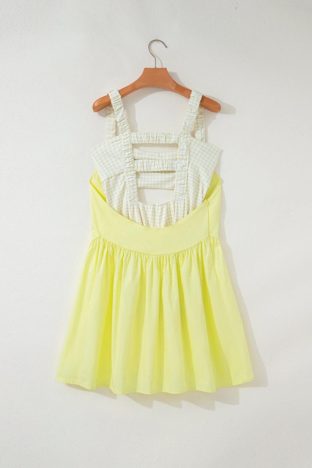 White Faux Two Piece Gingham Contrast Patchwork Loose Mini Dress