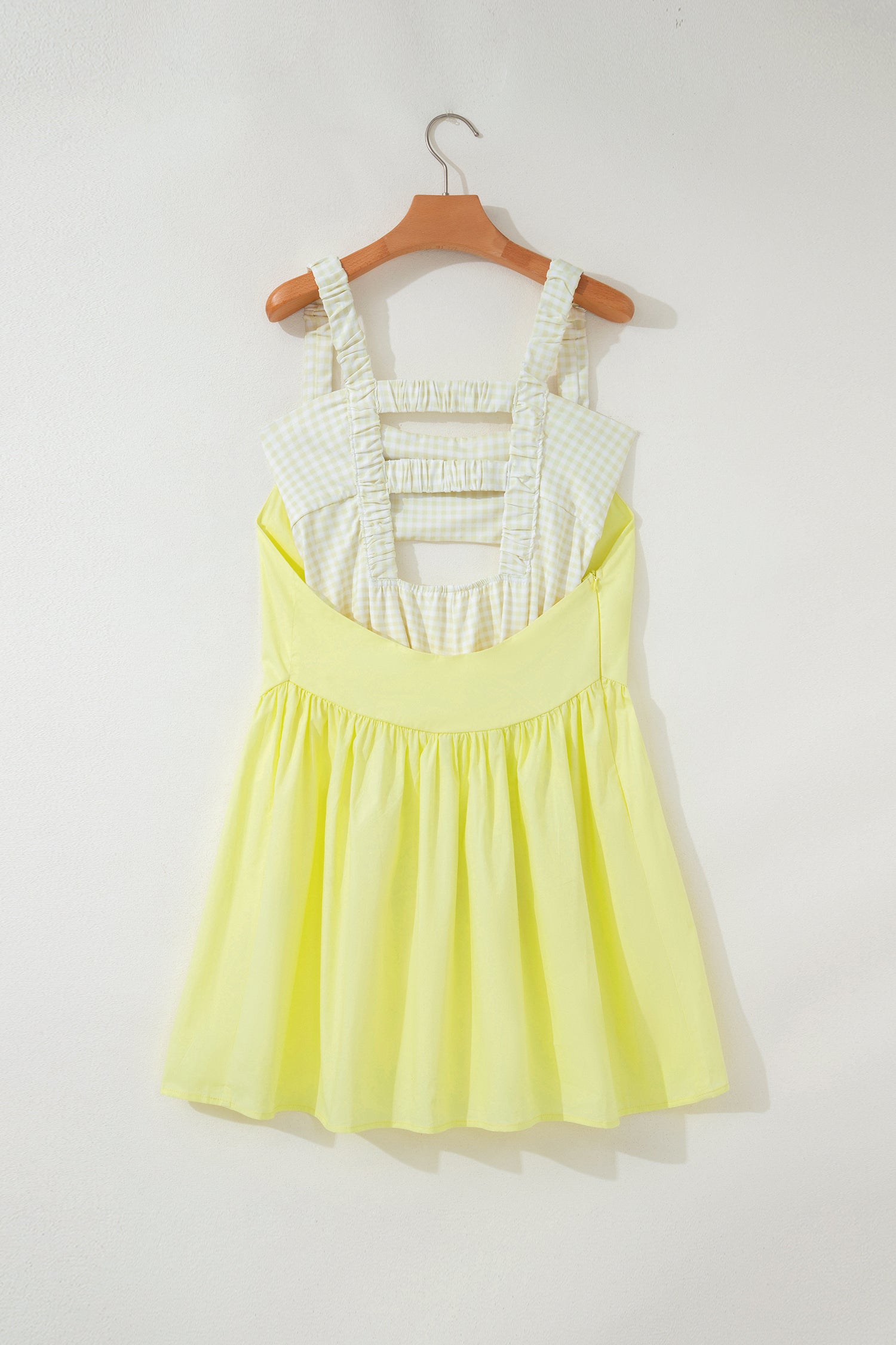 White Faux Two Piece Gingham Contrast Patchwork Loose Mini Dress