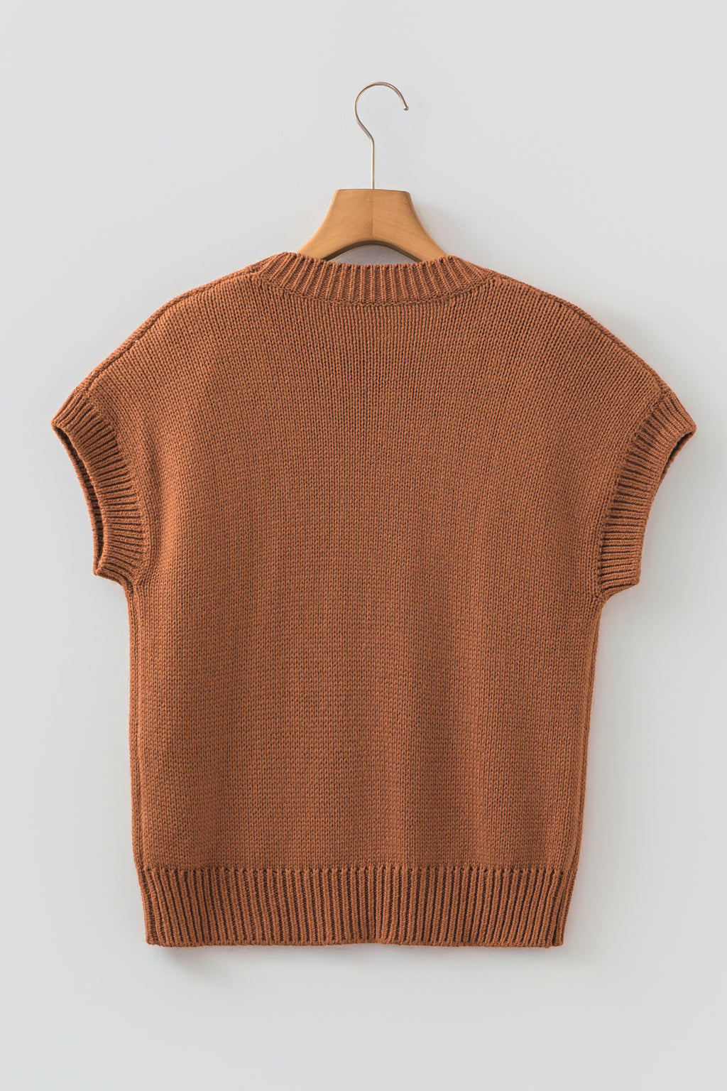 Chestnut Western Horseshoe Pattern Short Sleeve Knit Sweater