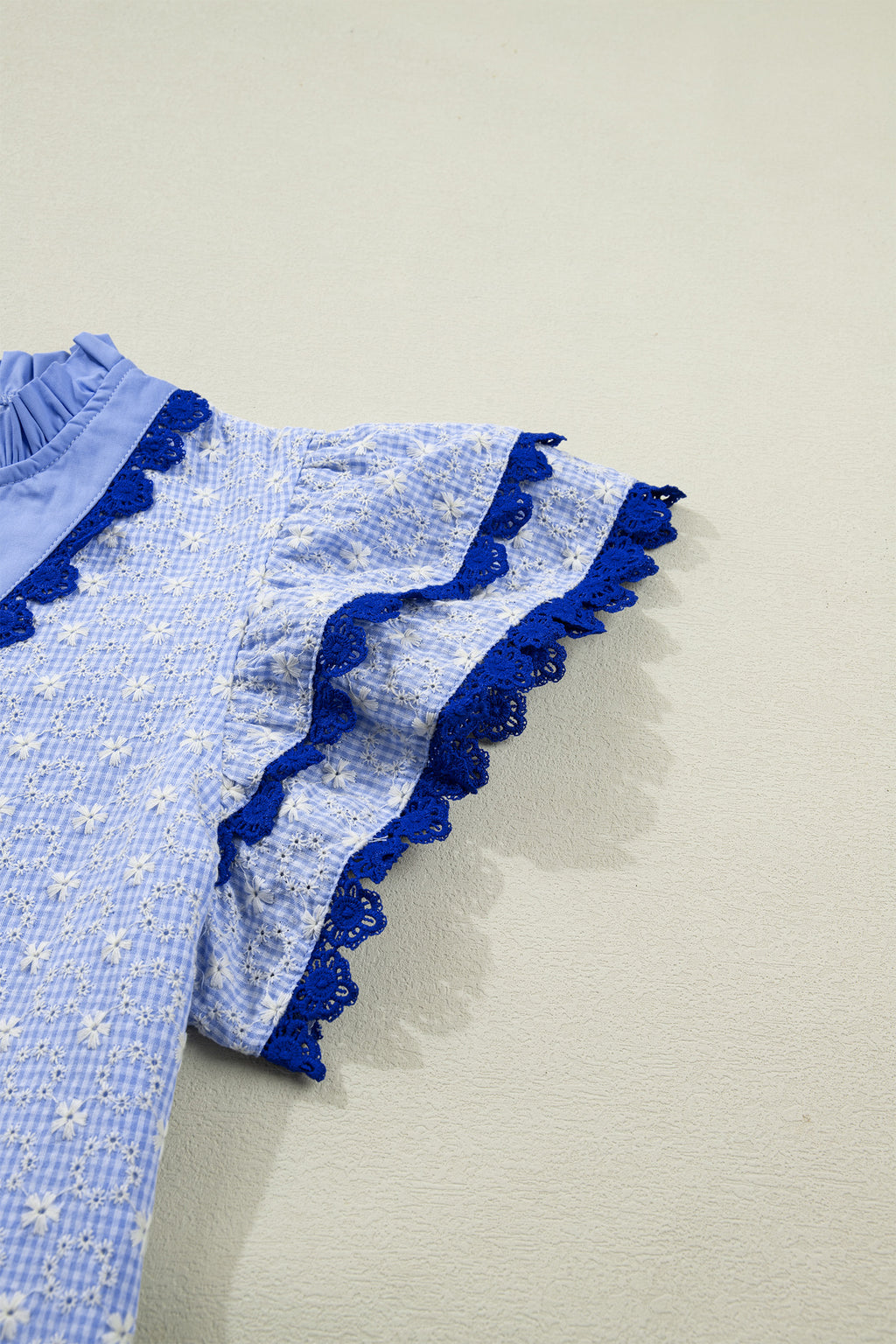 Beau Blue Flower Flutter Sleeve Blouse