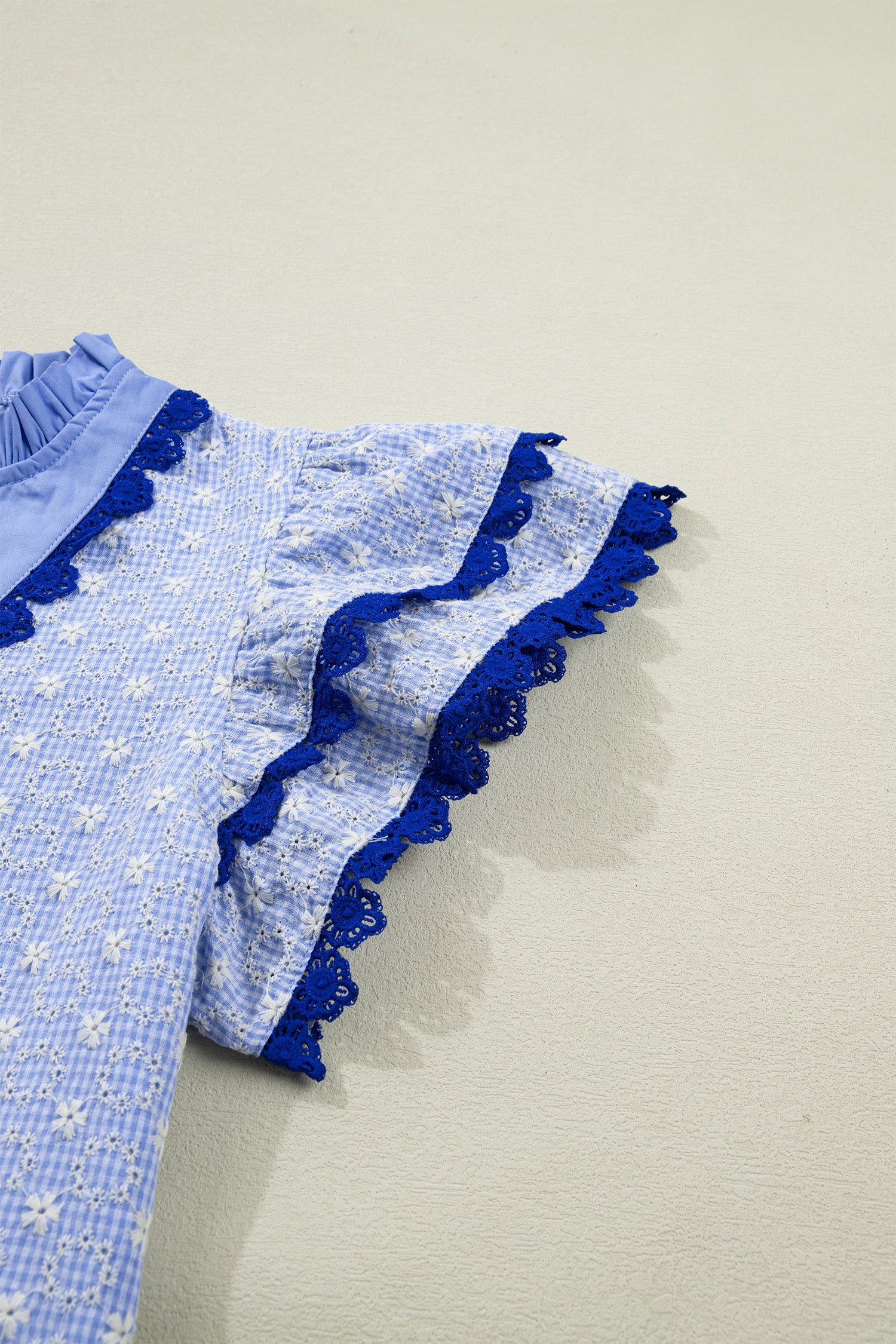 Beau Blue Flower Flutter Sleeve Blouse