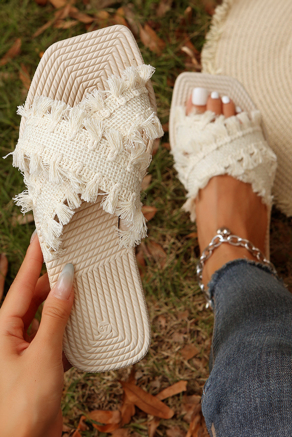 Coastal Tassel Slide Sandals