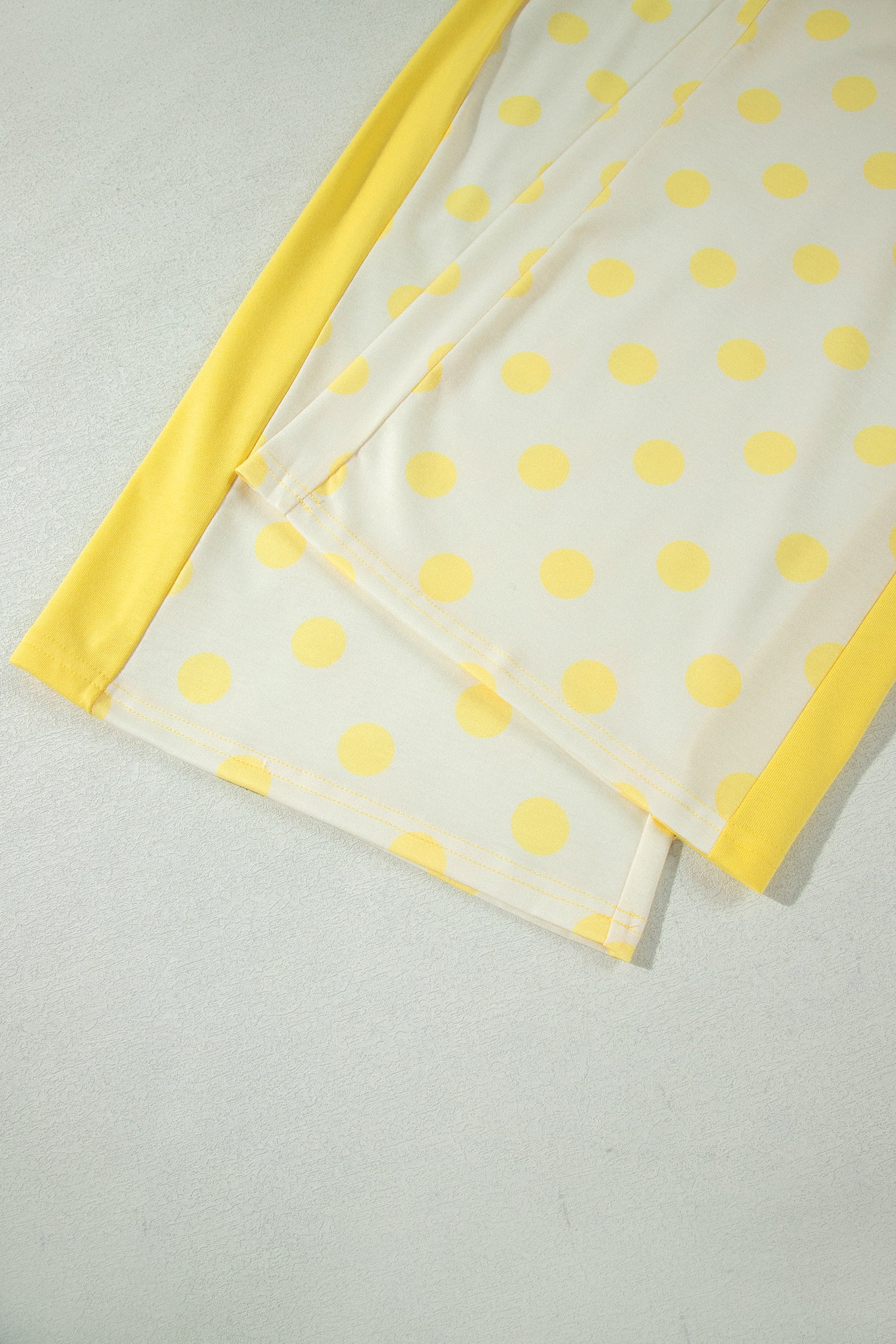 Yellow Color Block Patchwork Polka Dot Wide Leg Pant Set
